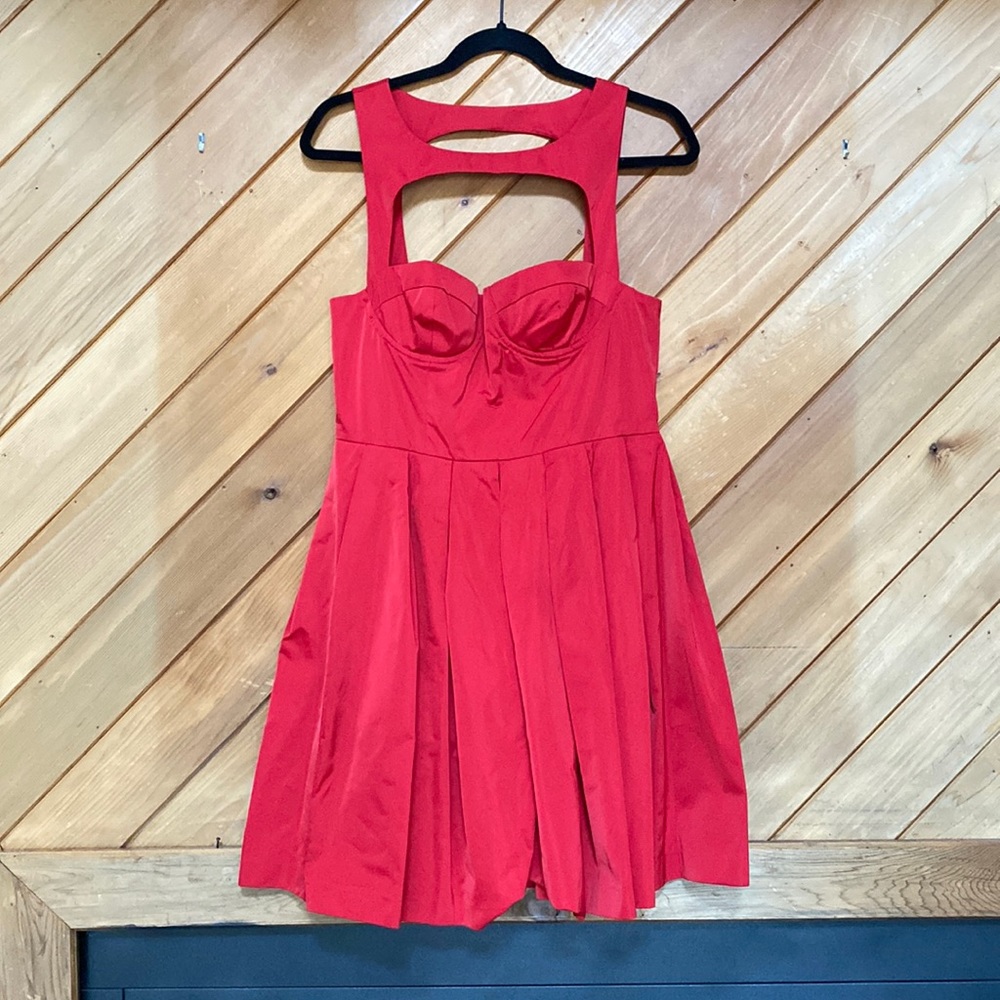 BB Dakota red pleaded dress